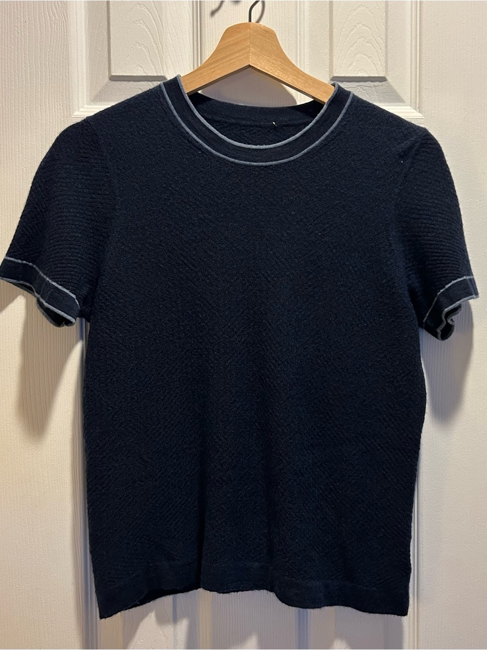 Made in Italy Marlowe Cashmere & Silk Navy Short-Sleeve sweater